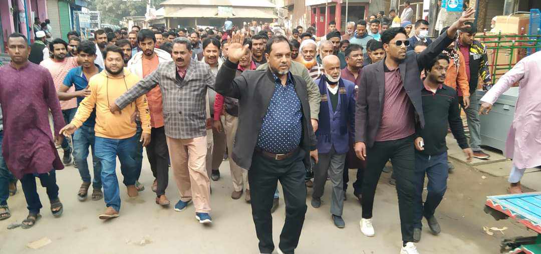 বকশীগঞ্জে মেয়র প্রার্থী নজরুল ইসলাম সওদাগরের গণসংযোগ