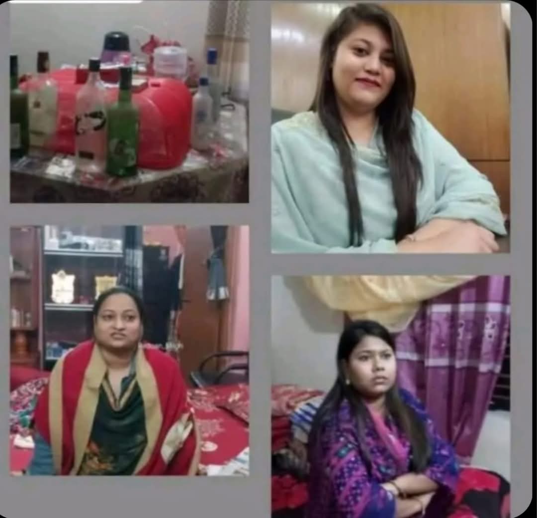 বিদেশী মদ ও অনৈতিক কার্যকলাপের অভিযোগে যুবমহিলা লীগের নেত্রীসহ আটক ৪