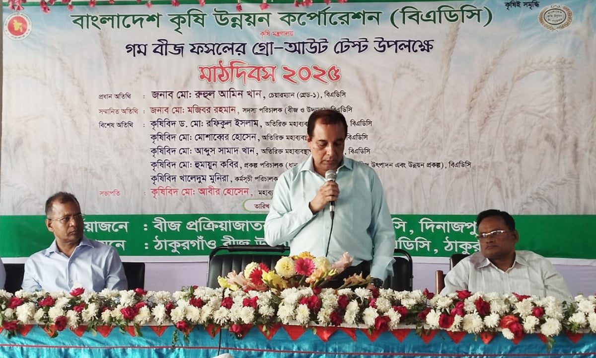 ঠাকুরগাঁওয়ে গম বীজ ফসলের গ্রো-আউট টেস্ট উপলক্ষে মাঠ দিবস