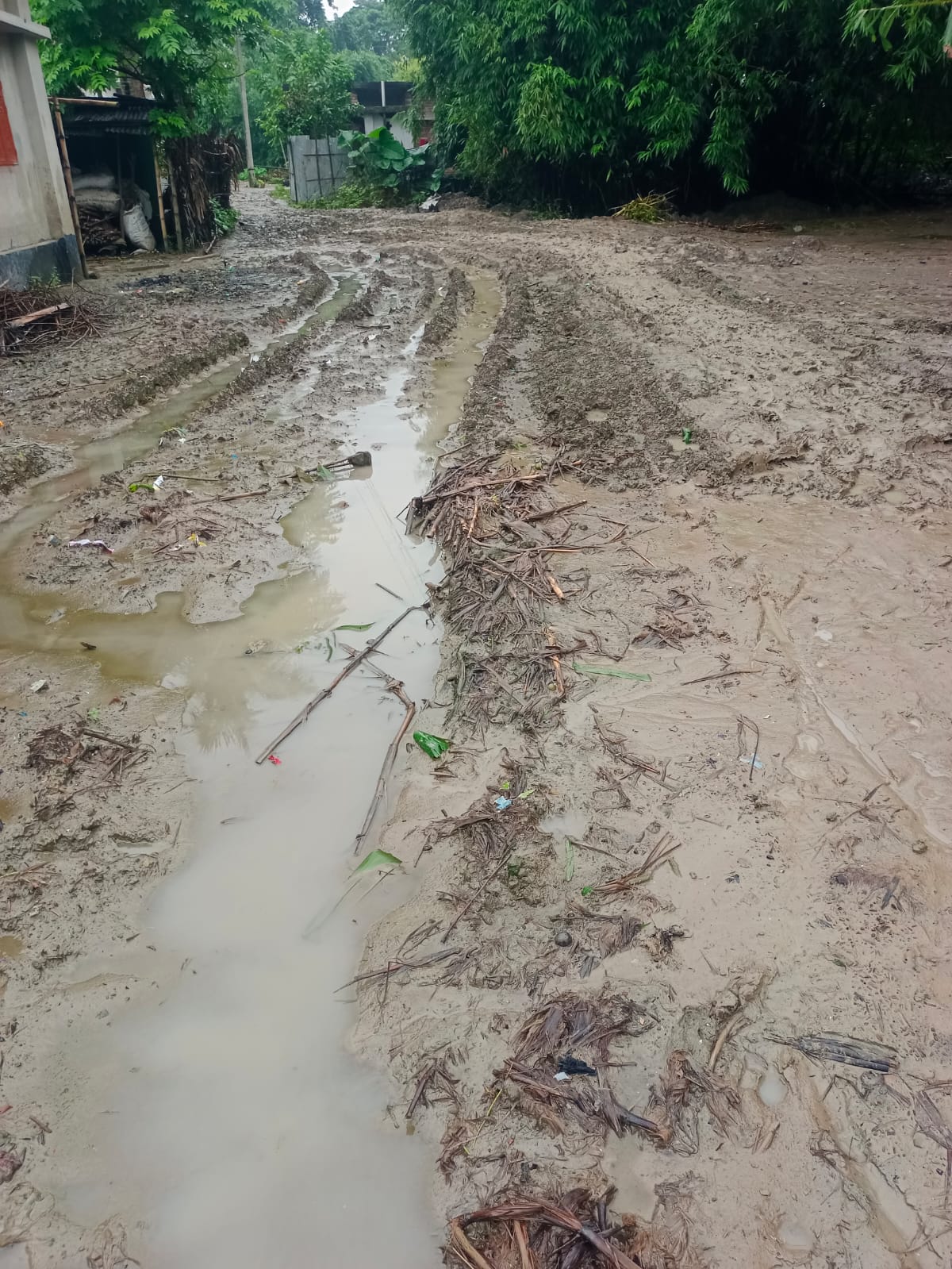 গুড়পাড়া কাঁচা সড়কটি কর্দমাক্ত বেহাল দশা, জনদুর্ভোগ চরমে