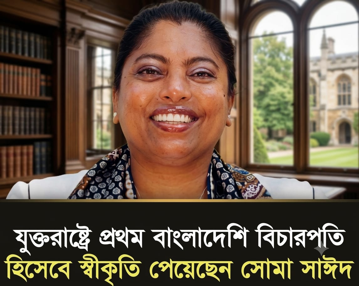 কৃতজ্ঞ সোমা সাঈদ যুক্তরাষ্ট্রের প্রথম বাংলাদেশি বিচারপতি হিসেবে স্বীকৃতি,,